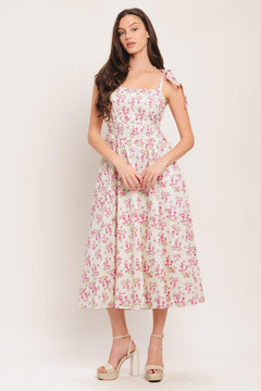 PETALS & PROMISES WOVEN MIDI DRESS - Flying Tomato - DRESSES - Flying Tomato