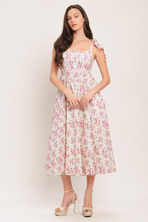 PETALS & PROMISES WOVEN MIDI DRESS - Flying Tomato - DRESSES - Flying Tomato