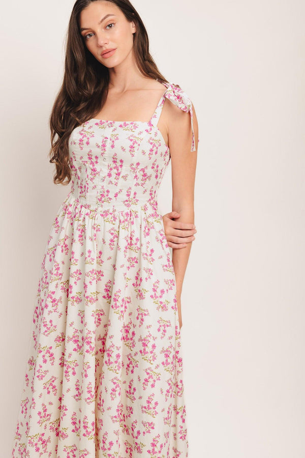 PETALS & PROMISES WOVEN MIDI DRESS - Flying Tomato - DRESSES - Flying Tomato