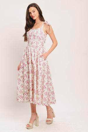 PETALS & PROMISES WOVEN MIDI DRESS - Flying Tomato - DRESSES - Flying Tomato