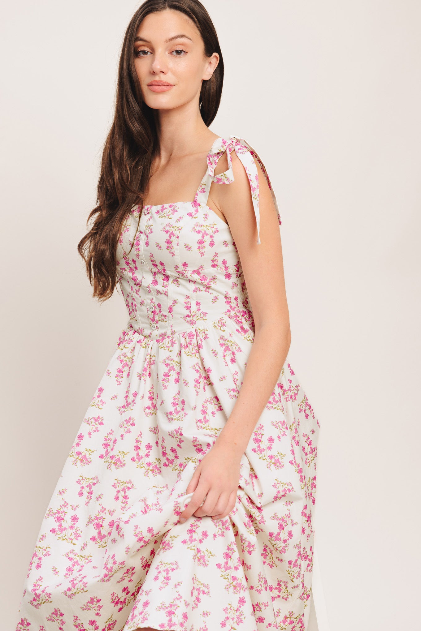 PETALS & PROMISES WOVEN MIDI DRESS - Flying Tomato - DRESSES - Flying Tomato