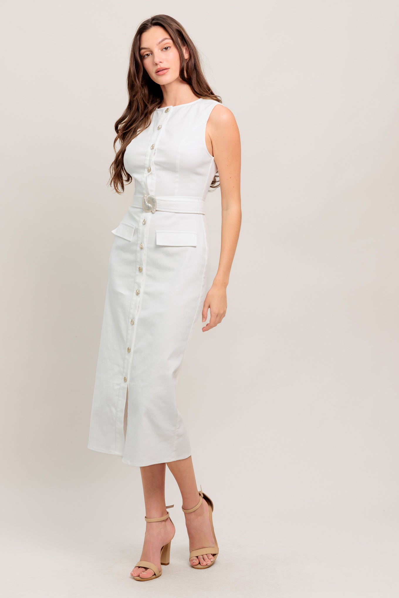 ROUGE ROMANCE TWILL MIDI DRESS