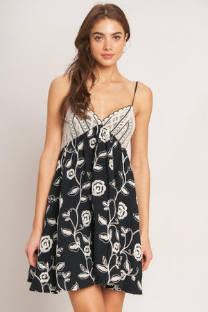 DARK ROMANCE WOVEN MINI DRESS.