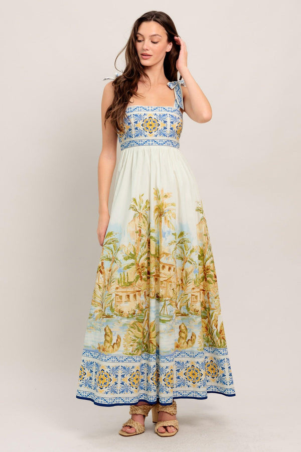 POSTCARD PERFECT WOVEN MAXI DRESS.