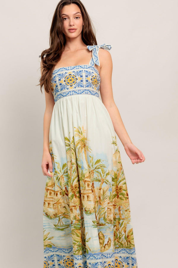 POSTCARD PERFECT WOVEN MAXI DRESS.