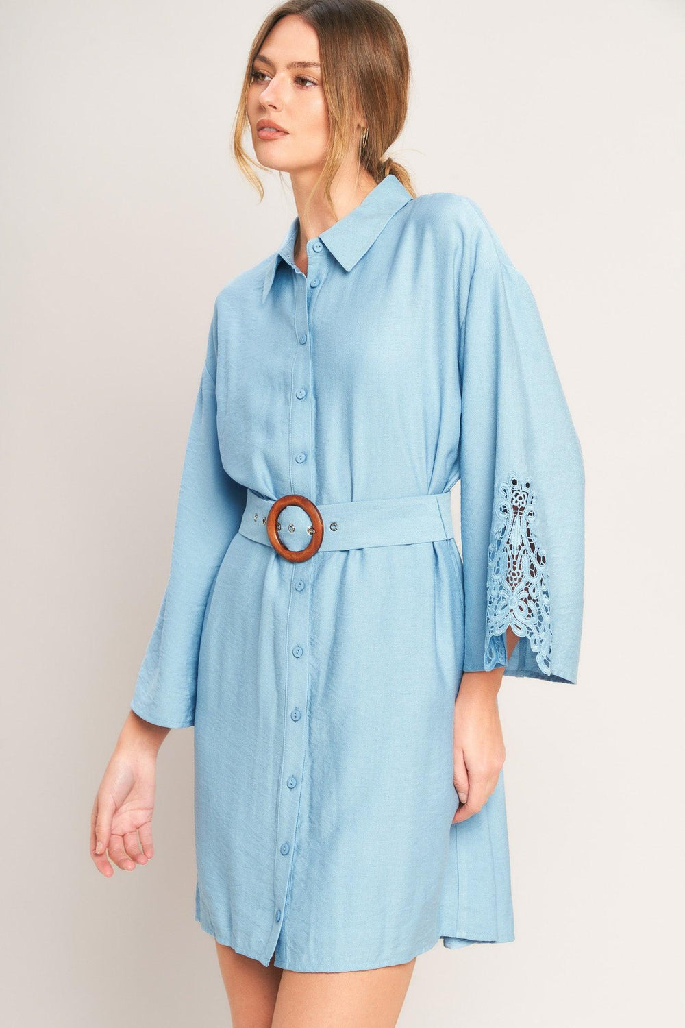 AZURE COAST WOVEN MINI DRESS.