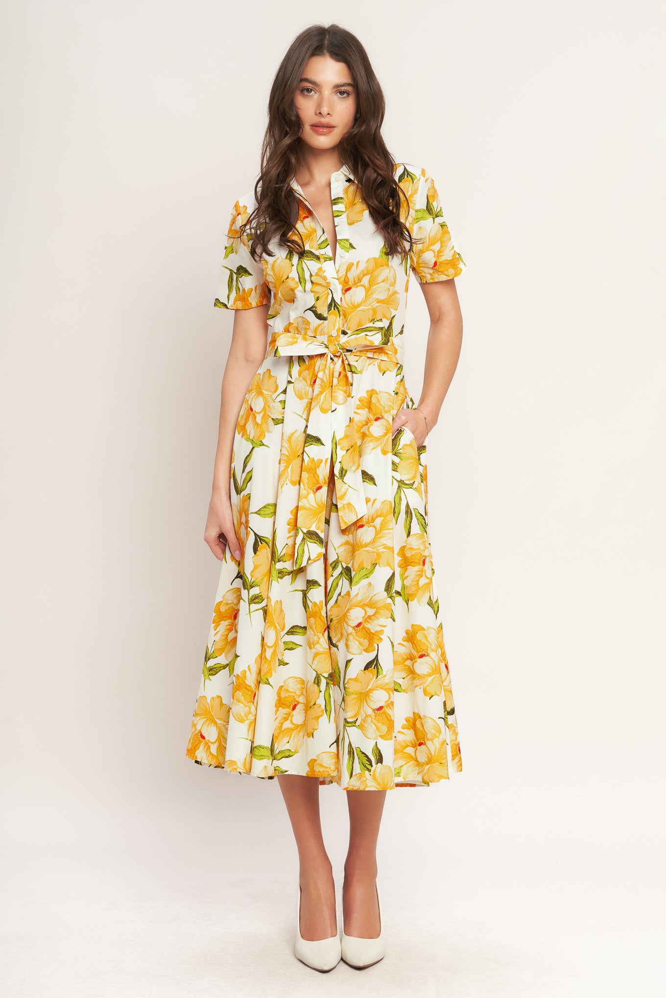 UPLIFTING PALETTE WOVEN MIDI DRESS