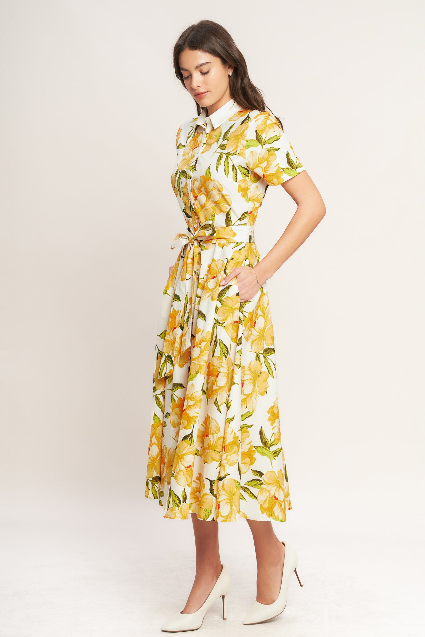UPLIFTING PALETTE WOVEN MIDI DRESS