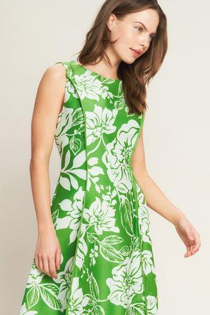GARDEN GODDESS WOVEN MIDI DRESS.