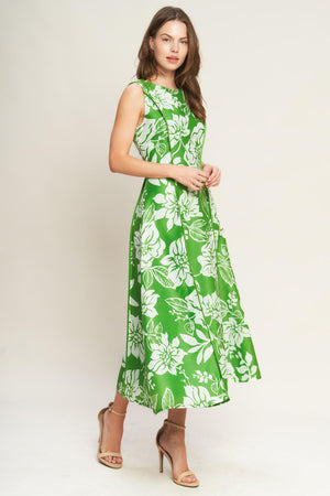 GARDEN GODDESS WOVEN MIDI DRESS.