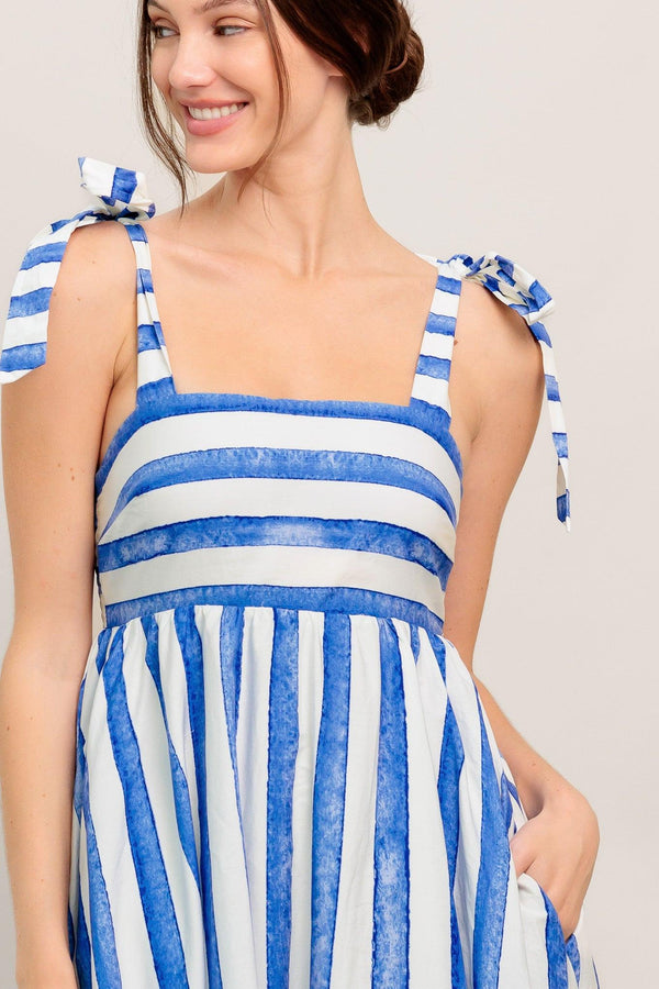 BLUE HORIZON BEAUTY WOVEN MIDI DRESS - Flying Tomato - DRESSES - Flying Tomato