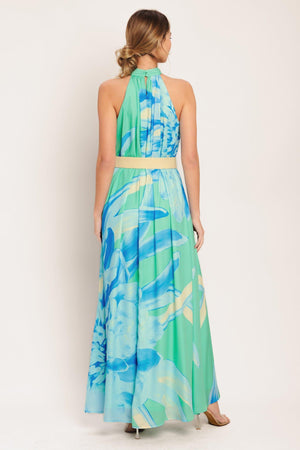 BLUE HORIZON WOVEN MAXI DRESS.