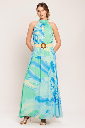 BLUE HORIZON WOVEN MAXI DRESS.