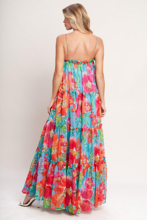 
A printed woven maxi dress featuring straight neckline with ruffled edge, straps and tiers with ruffle edge

Details:

Self : 100% Polyester
Lining : 100% Polyester

Size &amp; Fit

- Model is 5`8" And Wearing Size Small
- Measurements Taken From Size Small
- Approx. Length: 59"