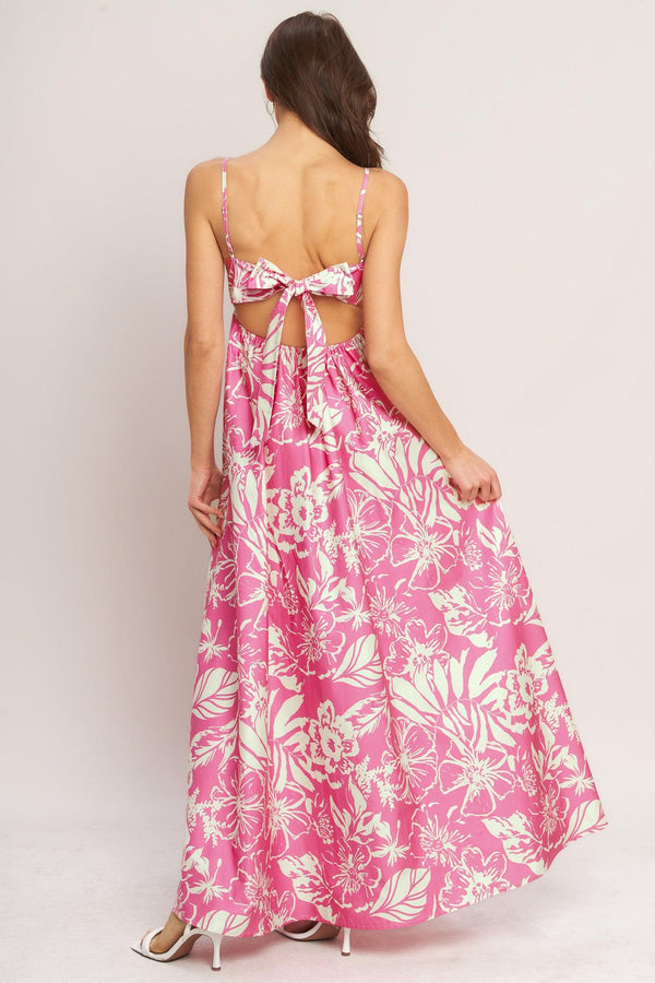 SUMMER HEAT FLORAL WOVEN MAXI DRESS.