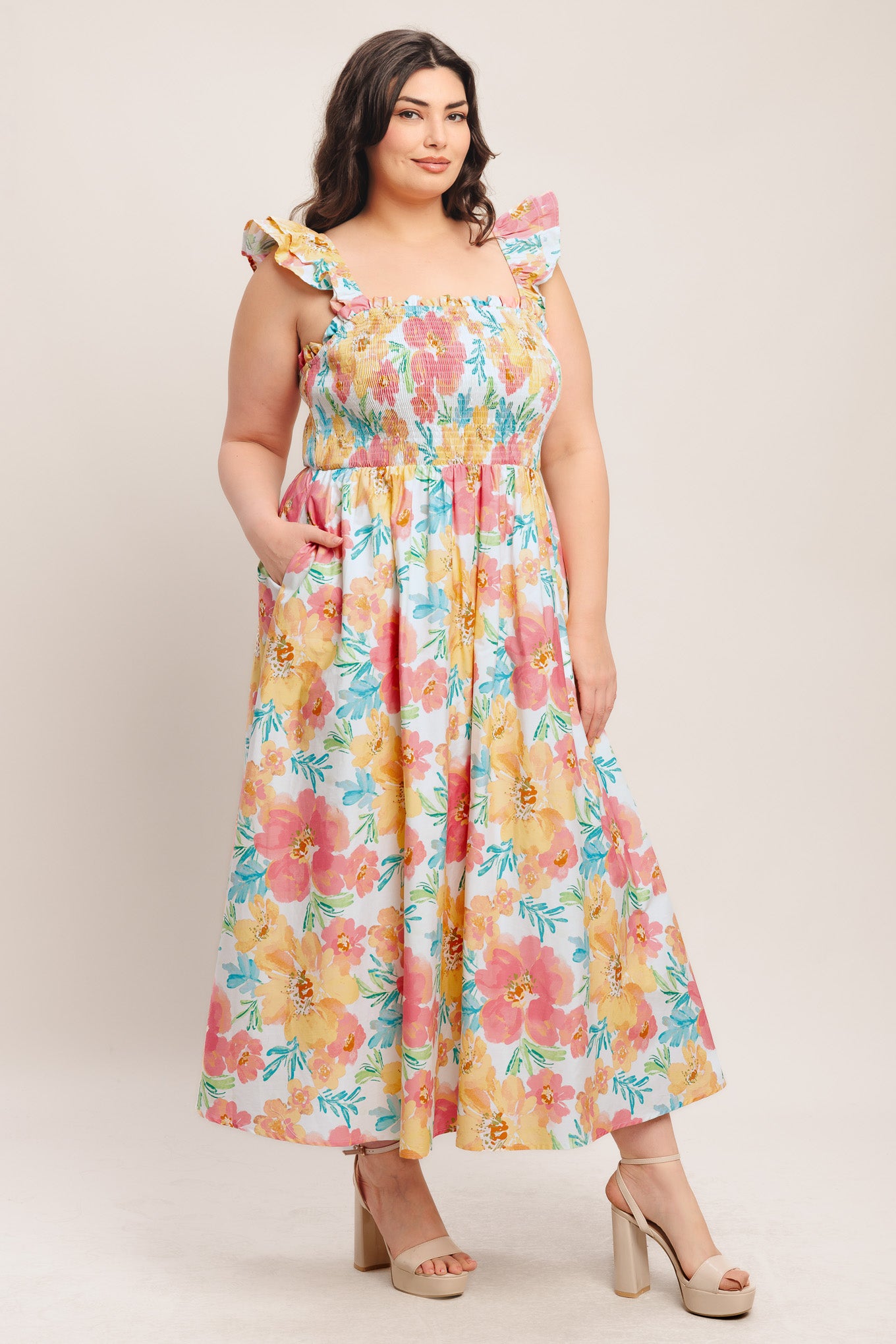 SOFT SUNSHINE WOVEN MIDI DRESS - Flying Tomato - DRESSES - Flying Tomato