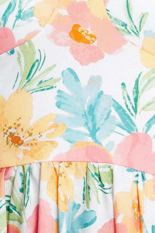 A printed woven midi dress featuring sweetheart neckline, double ruffle sleeve, bra cup, full skirt and smocked back bodice

Details:

Self: 100% Cotton

Lining: 100% Polyester

Size & Fit

-Model is 5`8" And Wearing Size Small
-Measurements Taken From Size Small
-Approx. Length: 48"