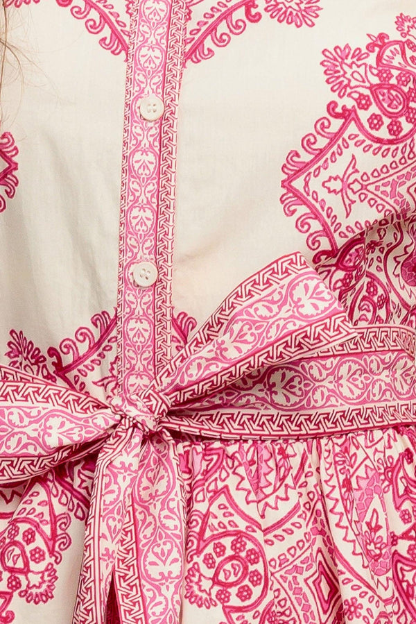 TEA AT NOON PAISLEY WOVEN MINI DRESS.