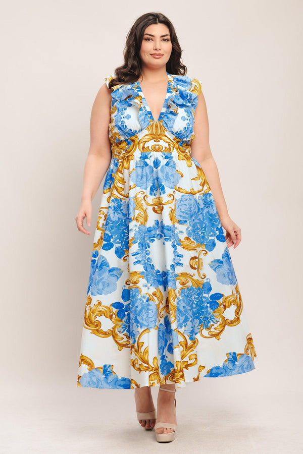 BAROQUE BLOOM WOVEN MIDI DRESS - Flying Tomato - DRESSES - Flying Tomato