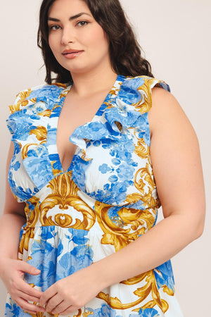 BAROQUE BLOOM WOVEN MIDI DRESS - Flying Tomato - DRESSES - Flying Tomato