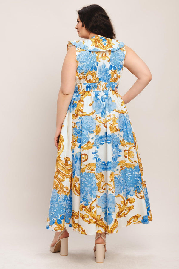 BAROQUE BLOOM WOVEN MIDI DRESS - Flying Tomato - DRESSES - Flying Tomato