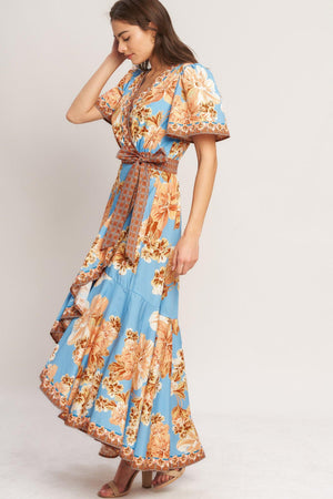 HAVANA HEAT WOVEN HI-LO MIDI DRESS.