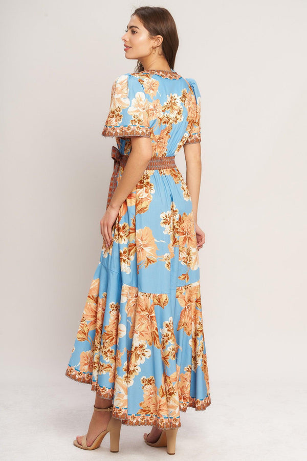 HAVANA HEAT WOVEN HI-LO MIDI DRESS.