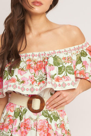 SWEET ESCAPE OFF SHOULDER MAXI DRESS.