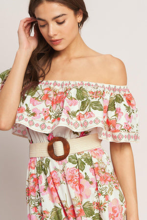 SWEET ESCAPE OFF SHOULDER MAXI DRESS.