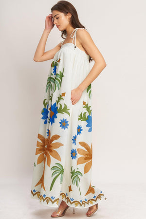 TROPIC ARTE FLOW WOVEN MAXI DRESS.