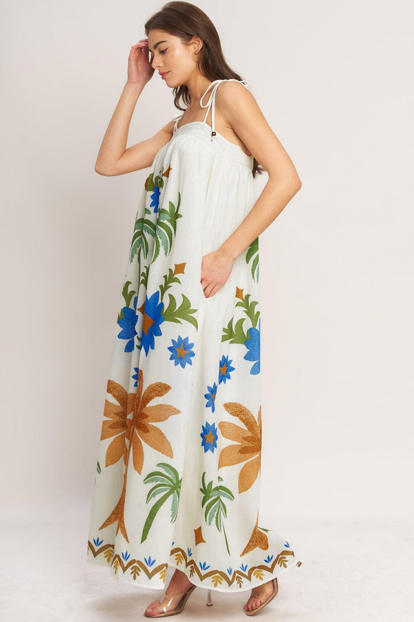 TROPIC ARTE FLOW WOVEN MAXI DRESS.