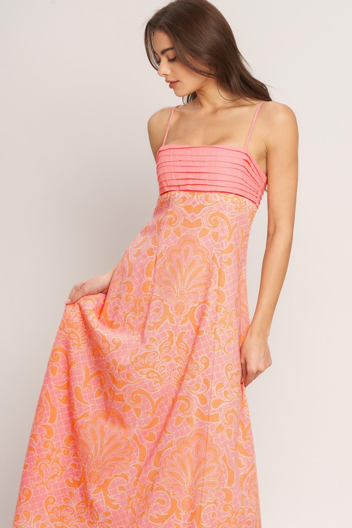 ISLAND SUNSET CHARM WOVEN MIDI DRESS l FLYING TOMATO – Flying Tomato