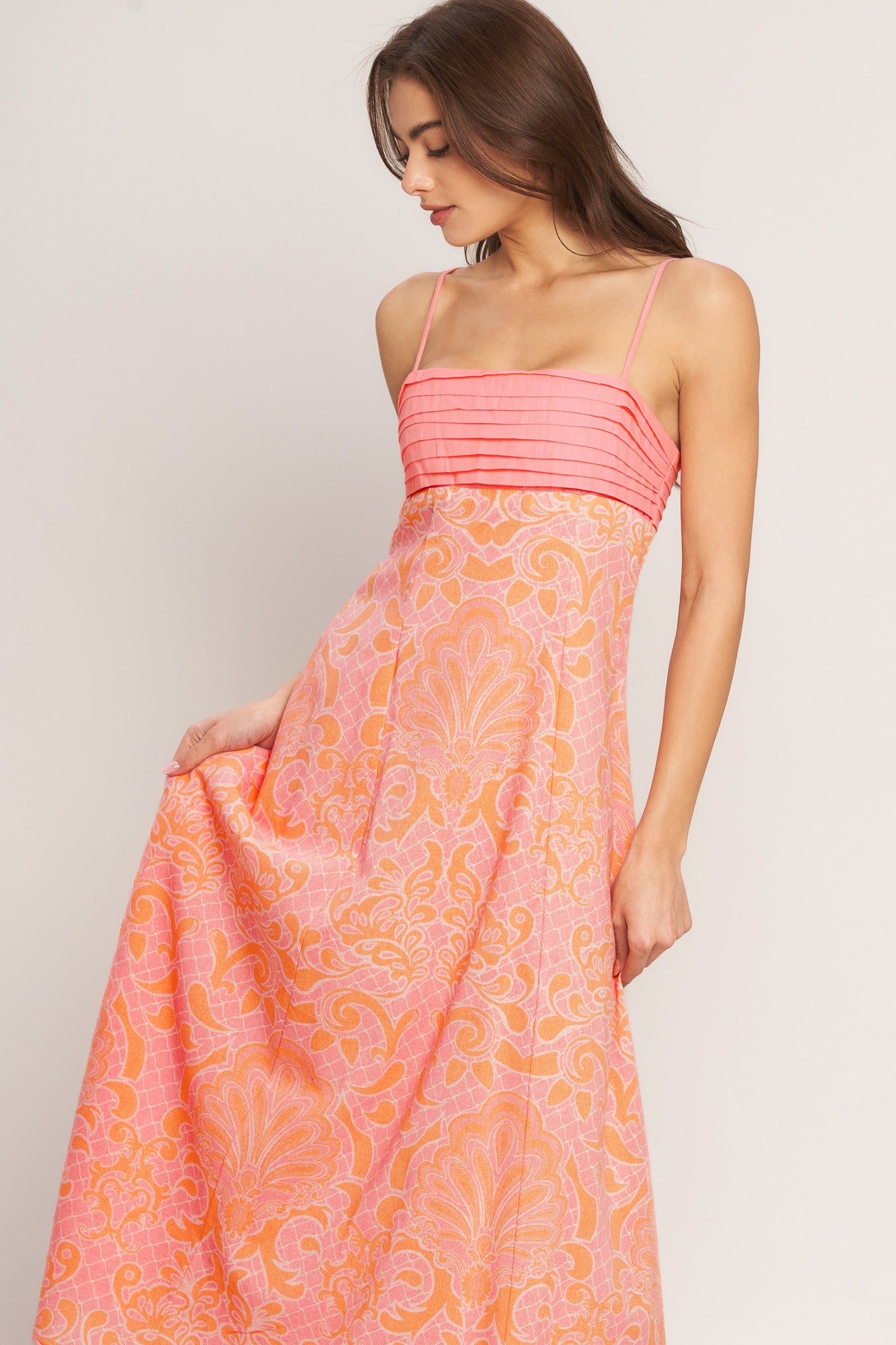 ISLAND SUNSET CHARM WOVEN MIDI DRESS
