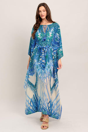 JUST LANDED IN PARADISE WOVEN KAFTAN MAXI DRESS.