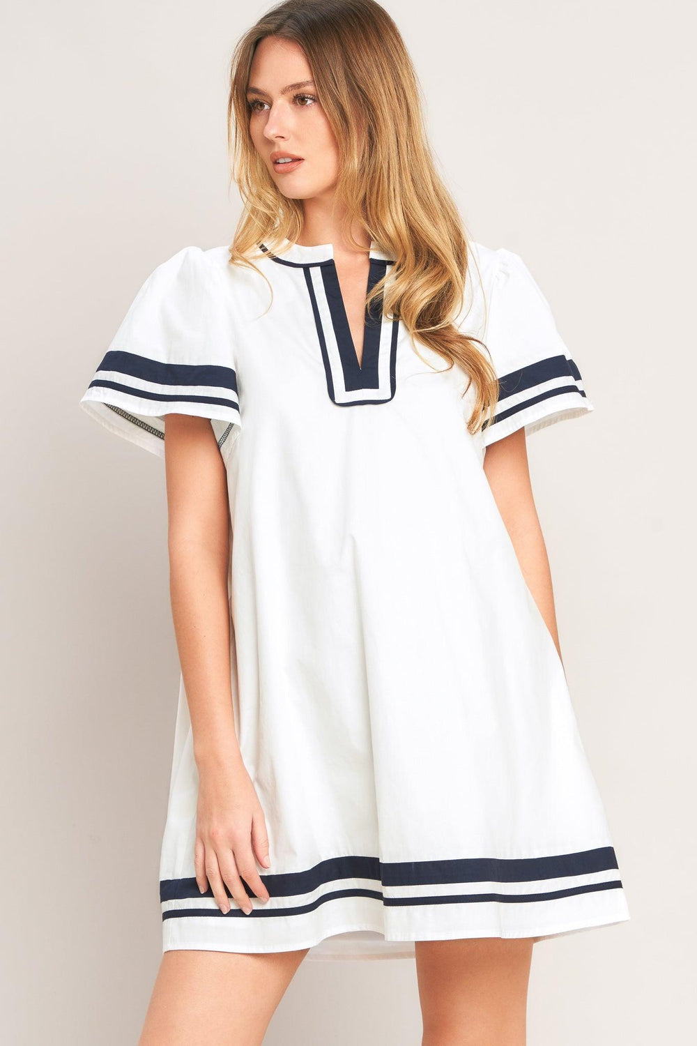 WEEKEND IN THE HAMPTONS WOVEN MINI DRESS.