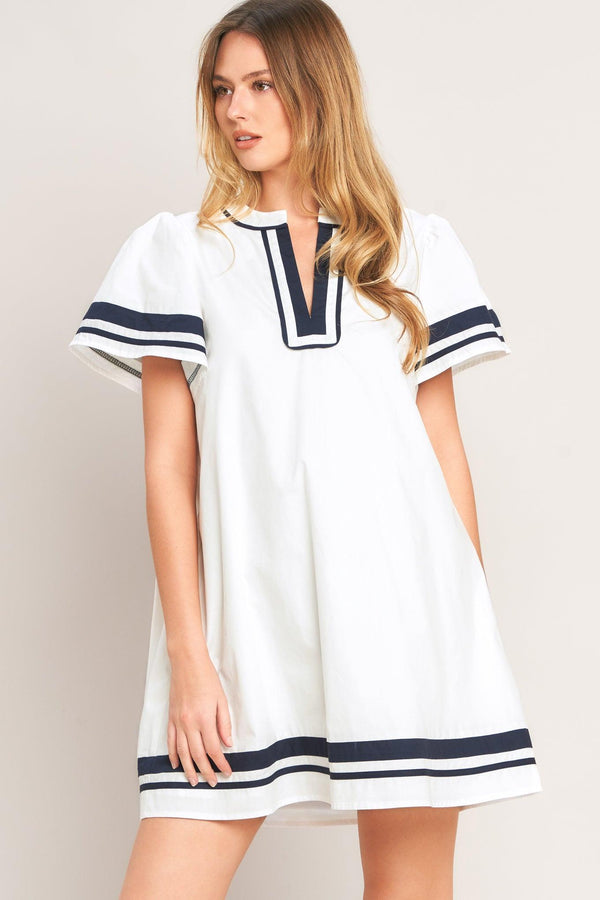 WEEKEND IN THE HAMPTONS WOVEN MINI DRESS.