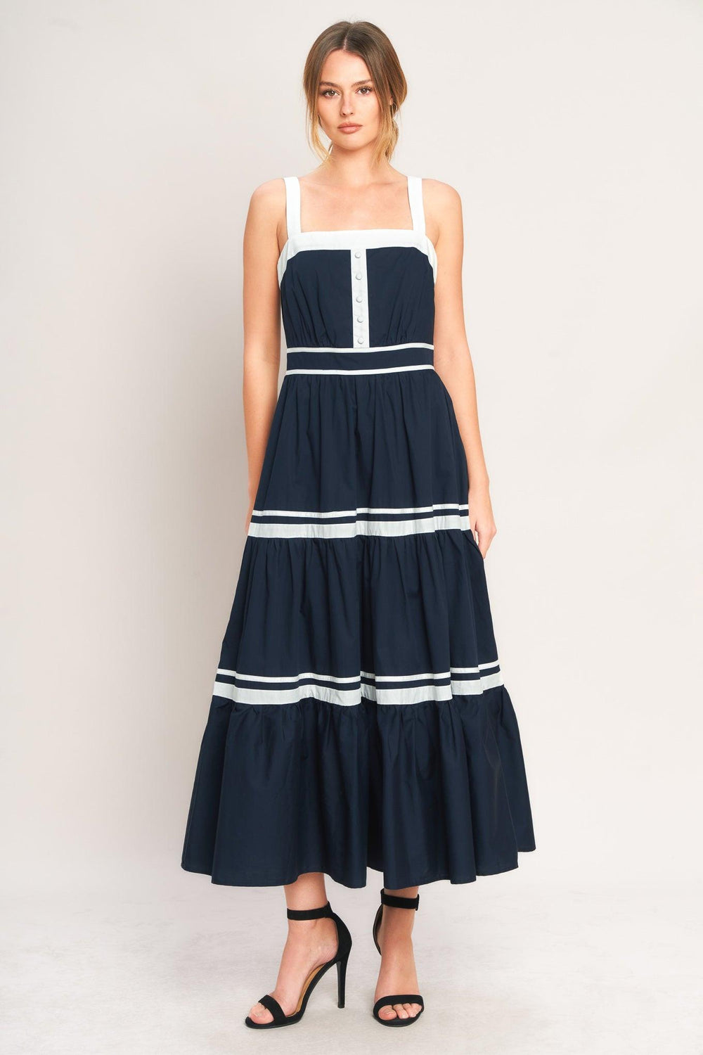 PETAL KISS WOVEN MIDI DRESS.