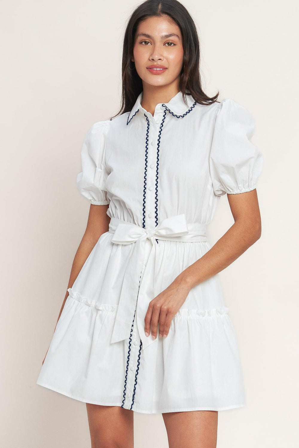 A LITTLE BIT LOVELY WOVEN MINI DRESS.