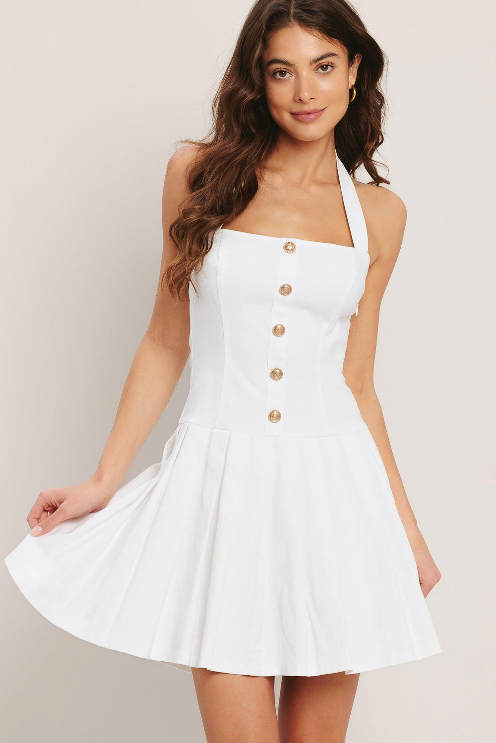 SUMMER CLUBHOUSE WOVEN MINI DRESS.