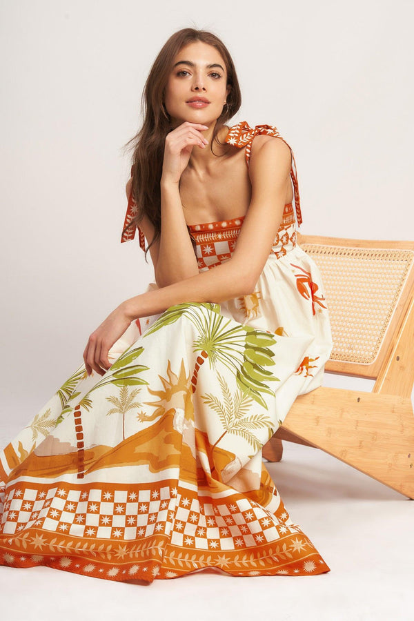 PALM COAST DREAM WOVEN MAXI DRESS.