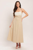 QUIET LUXE MOMENT WOVEN MIDI DRESS.