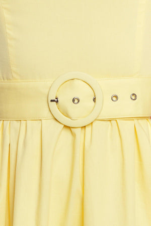 Yellow tiered midi dress with wide straps, a scalloped neckline, and a matching belt for a flattering fit

Details:

Self: 100% Cotton
Lining: 100% Polyester

Size & Fit

- Model is 5`8" And Wearing Size Small
- Measurements Taken From Size Small
- Approx. Length: 52"