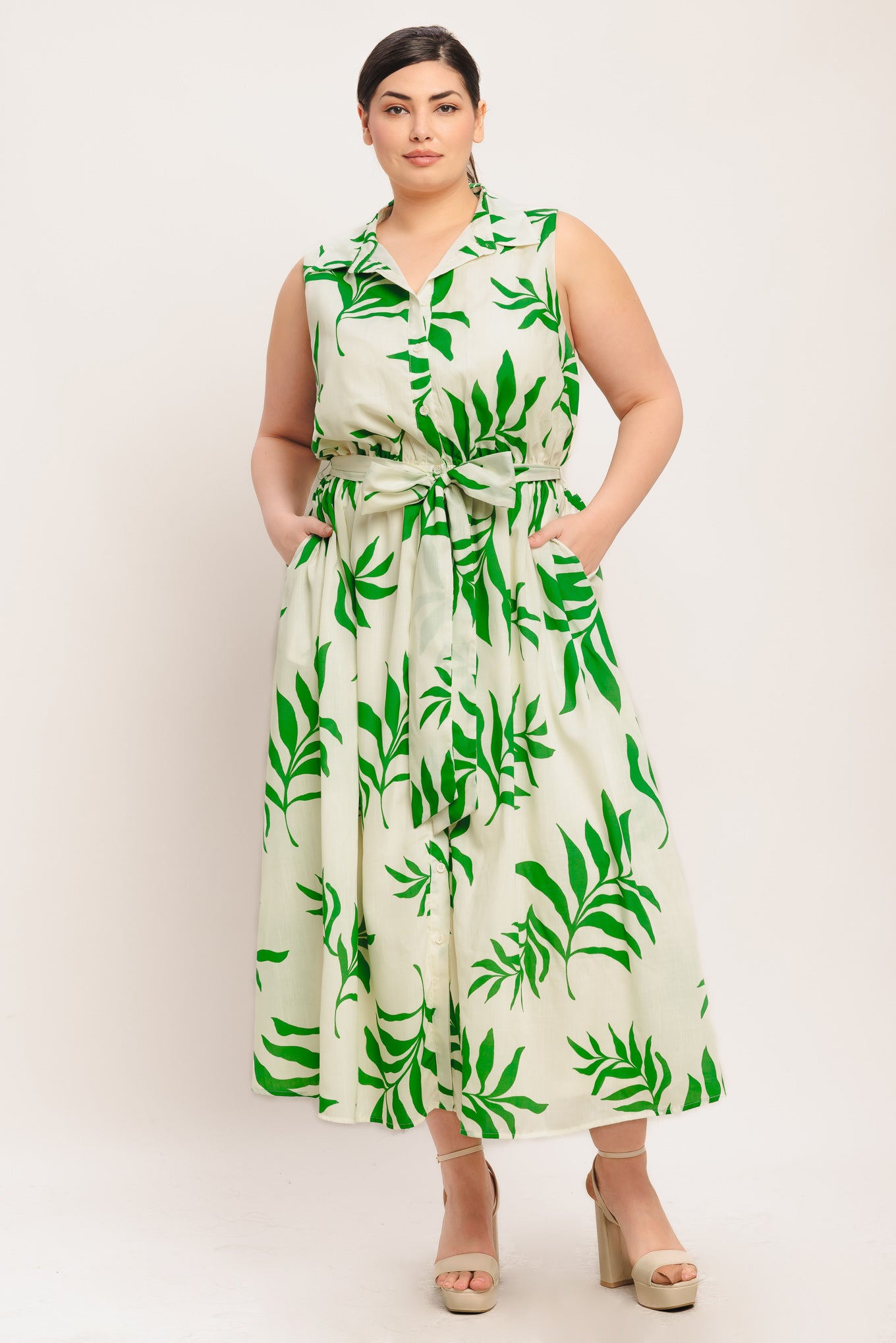 GREEN DAYDREAM WOVEN MIDI DRESS - Flying Tomato - DRESSES - Flying Tomato