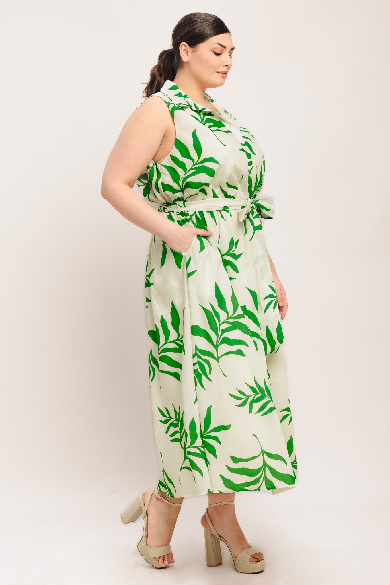 GREEN DAYDREAM WOVEN MIDI DRESS - Flying Tomato - DRESSES - Flying Tomato