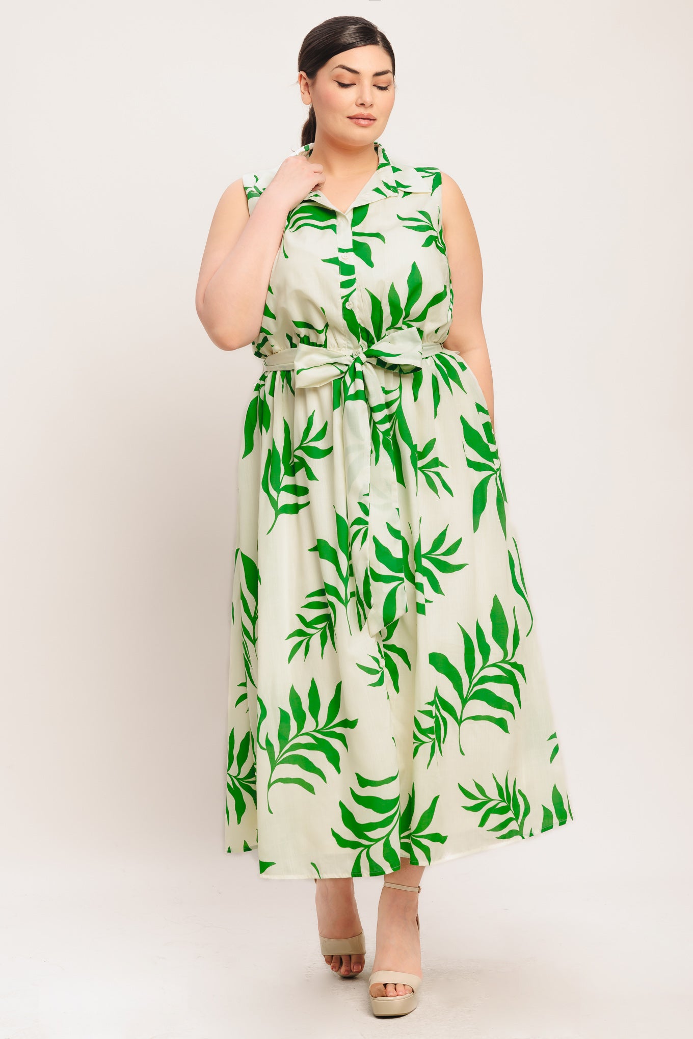 GREEN DAYDREAM WOVEN MIDI DRESS - Flying Tomato - DRESSES - Flying Tomato
