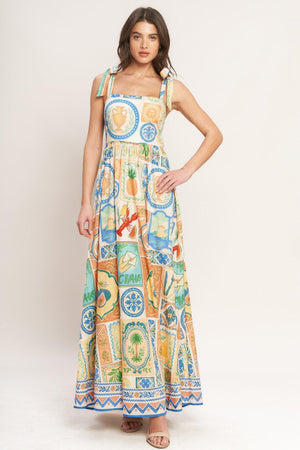 AMALFI POSTCARD WOVEN MAXI DRESS.