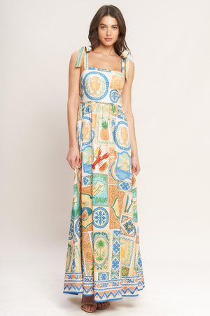 AMALFI POSTCARD WOVEN MAXI DRESS.