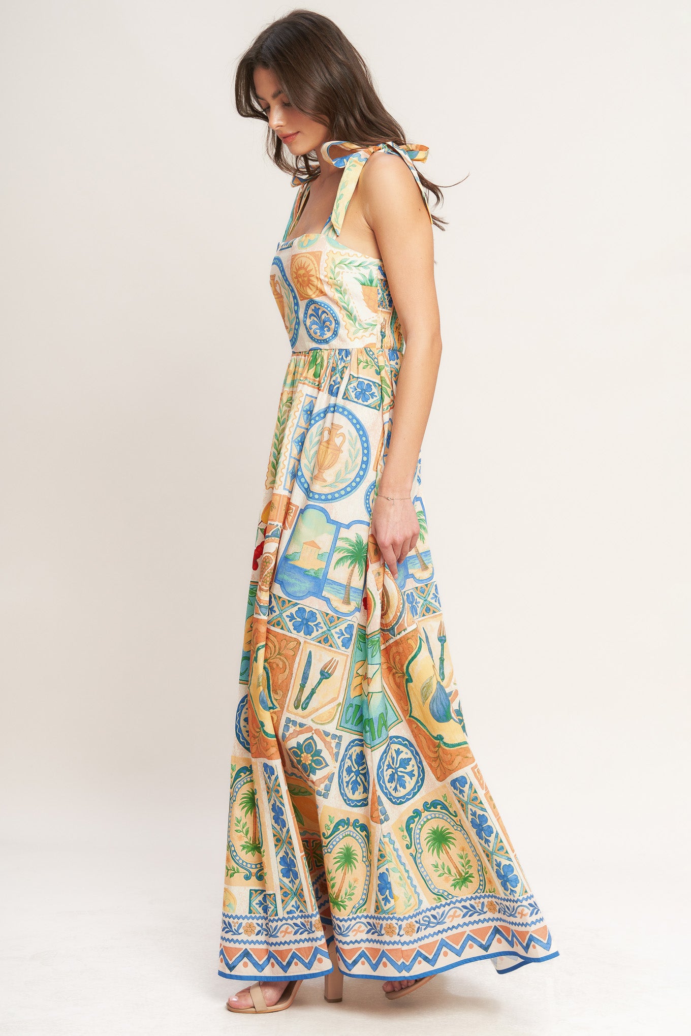 AMALFI POSTCARD WOVEN MAXI DRESS