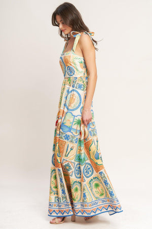 AMALFI POSTCARD WOVEN MAXI DRESS.