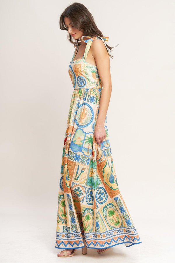 AMALFI POSTCARD WOVEN MAXI DRESS.